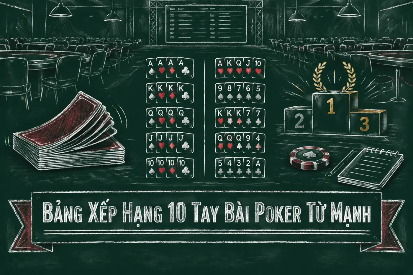 Mỗi tay bài poker được tạo bởi chính xác năm lá bài - thứ tự bài poker